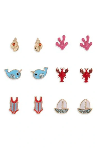 Leith 6-pack Sea Life Assorted Stud Earrings In Multi