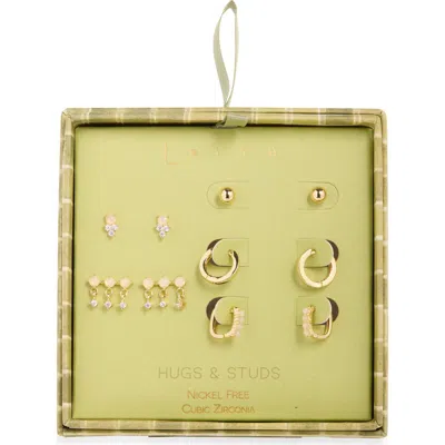 Leith 6-pack Stud & Hoop Earrings In Clear- Gold
