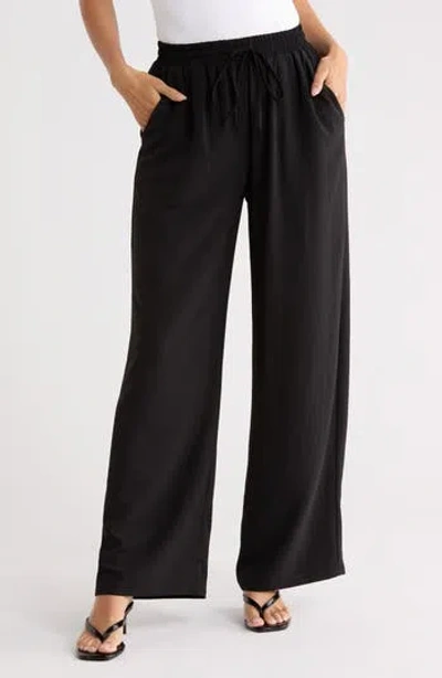 Leith Airflow Pull-on Wide Leg Pants In Black