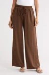 Leith Airflow Pull-on Wide Leg Pants In Brown