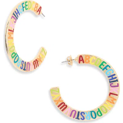 Leith Alphabet Hoop Earrings In Multi