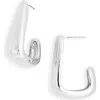 Leith Angular Hoop Earrings In Silver