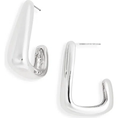Leith Angular Hoop Earrings In Silver