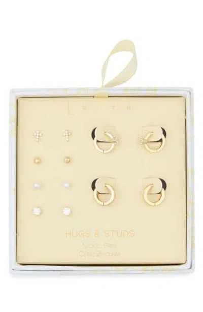 Leith Assorted 6-pack Cubic Zirconia & Faux Pearl Earrings In Multi