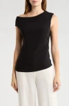 Leith Asymmetric One-shoulder Top In Black