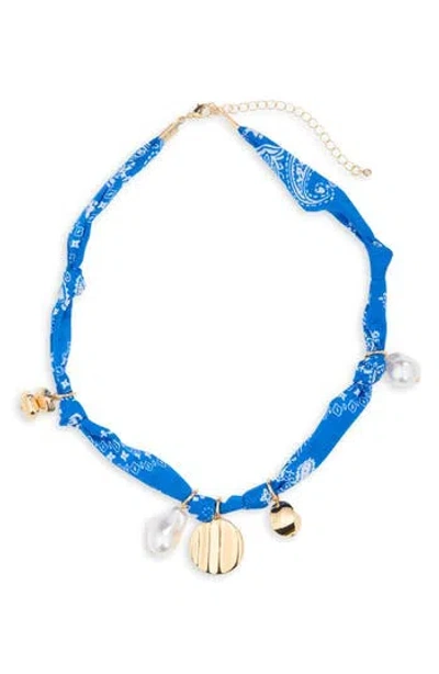 Leith Bandanna Charm Necklace In Blue
