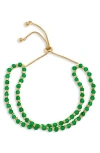 Leith Beaded 2-row Slider Bracelet In Green- Gold