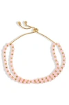 Leith Beaded 2-row Slider Bracelet In Pink- Gold