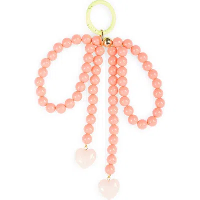 Leith Beaded Bow Bag Charm In Orange