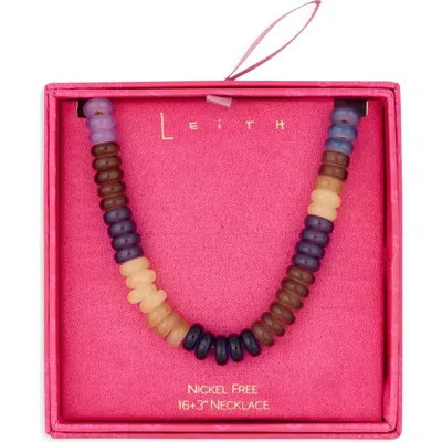 Leith Beaded Collar Necklace In Blue Multi- Gold