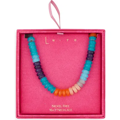 Leith Beaded Collar Necklace In Turquoise Multi- Gold
