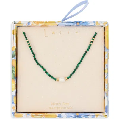 Leith Beaded Faux Pearl Necklace In Green