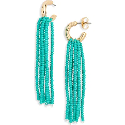 Leith Beaded Fringe Drop Earrings In Green
