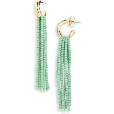 Leith Beaded Fringe Drop Earrings In Green