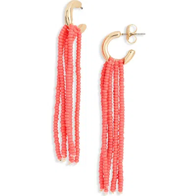 Leith Beaded Fringe Drop Earrings In Red