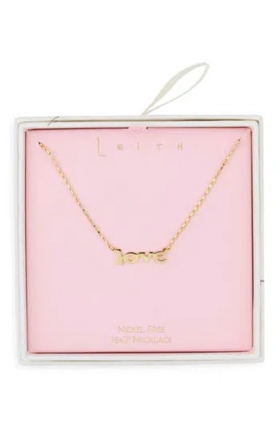 Leith Block Love Script Necklace In Gold