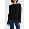 Leith Boat Neck Flare Sleeve Sculpt Sweater In Black