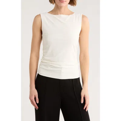 Leith Boat Neck Sleeveless Top In White