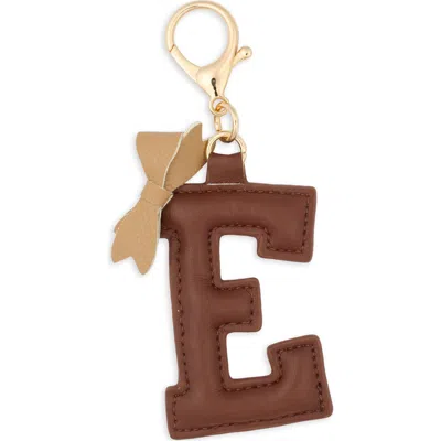 Leith Bow Initial Bag Charm In E- Brown Multi- Gold