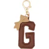 Leith Bow Initial Bag Charm In Brown