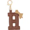 Leith Bow Initial Bag Charm In Brown