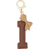 Leith Bow Initial Bag Charm In Brown