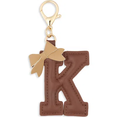 Leith Bow Initial Bag Charm In K- Brown Multi- Gold