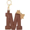 Leith Bow Initial Bag Charm In Brown