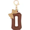 Leith Bow Initial Bag Charm In Brown