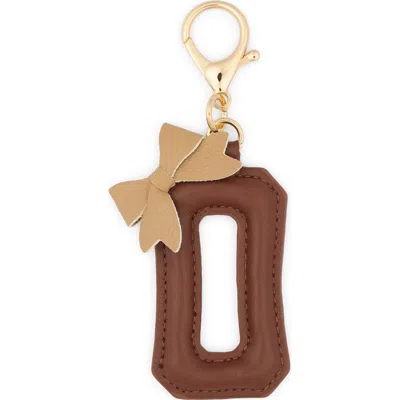 Leith Bow Initial Bag Charm In O- Brown Multi- Gold