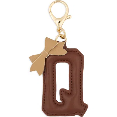 Leith Bow Initial Bag Charm In Q- Brown Multi- Gold