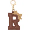 Leith Bow Initial Bag Charm In Brown