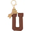 Leith Bow Initial Bag Charm In Brown