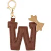 Leith Bow Initial Bag Charm In Brown