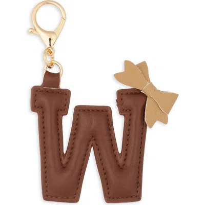 Leith Bow Initial Bag Charm In W- Brown Multi- Gold