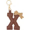 Leith Bow Initial Bag Charm In Brown