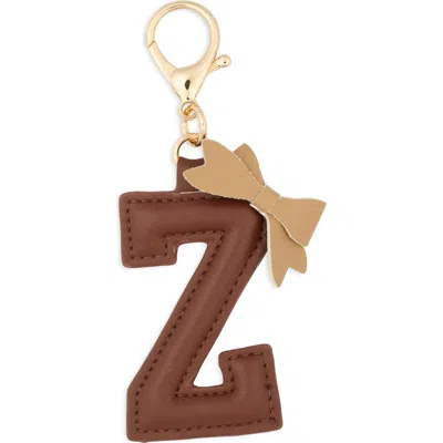 Leith Bow Initial Bag Charm In Z- Brown Multi- Gold