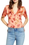 Leith Button-up Satin Top In Multi
