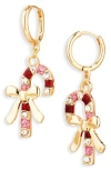 Leith Candy Cane Huggie Drop Earrings In Gold