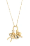 Leith Carabiner Charm Necklace In Butterfly- Gold Multi