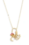 Leith Carabiner Charm Necklace In Moon- Gold Multi