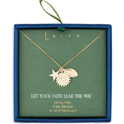 Leith Celestial Charm Pendant Necklace In Clear- Gold
