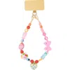 Leith Charm Beaded Phone Strap In Pink Multi- Gold