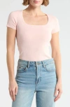Leith Compact Short Sleeve Sweater In Pink