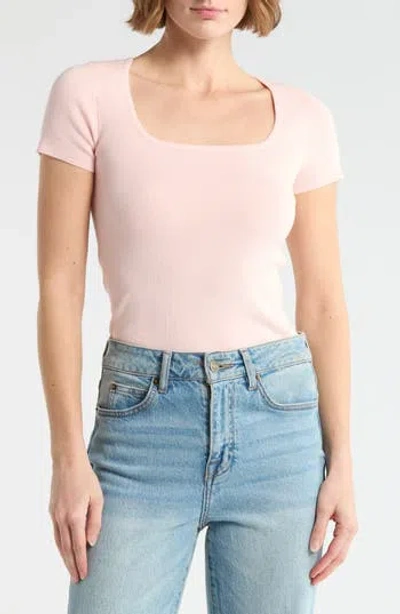 Leith Compact Short Sleeve Sweater In Pink