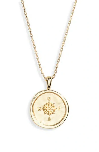 Leith Compass Disc Pendant Necklace In Gold