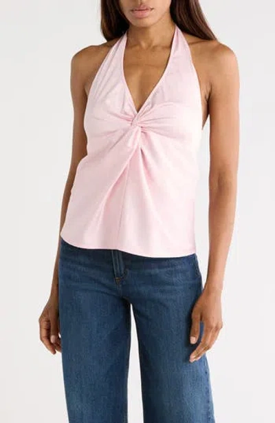 Leith Cotton Blend Halter Top In Pink