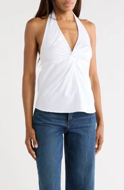 Leith Cotton Blend Halter Top In White