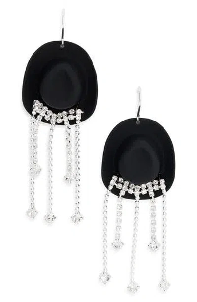 Leith Cowboy Hat Crystal Fringe Earrings In Pattern