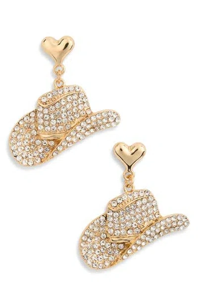 Leith Cowboy Hat Rhinestone Drop Earrings